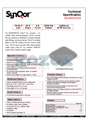 IQ24500HEX08 datasheet - Half-brick DC-DC Converter