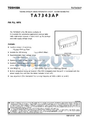 TA7343 datasheet - FM PLL MPX