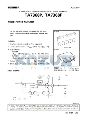 TA7368P datasheet - AUDIO POWER AMPLIFIER