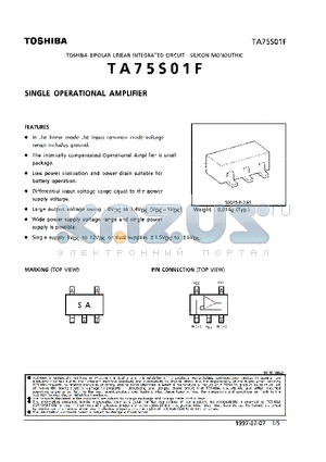 TA75S01F datasheet - SINGLE OPERATIONAL AMPLIFIER