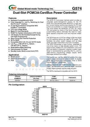 G574_06 datasheet - Dual-Slot PCMCIA/CardBus Power Controller