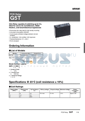 G5T-1ADC12 datasheet - PCB Relay