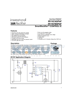 IR1167ASPBF datasheet - SmartRectifierTM CONTROL IC