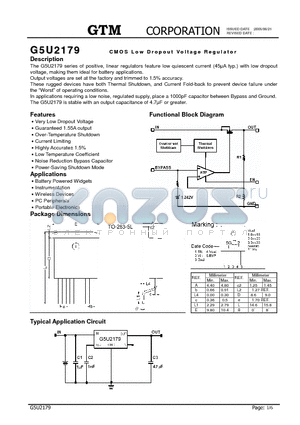 G5U2179 datasheet - CMOS Low Dropout Voltage Regulator