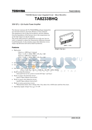 TA8233BHQ datasheet - Bipolar Linear Integrated Circuit