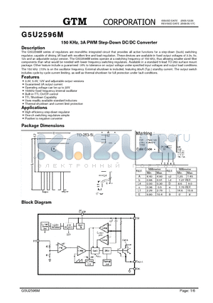 G5U2596M datasheet - 150 KHz, 3A PWM Step-Down DC/DC Converter