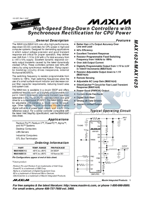 MAX1624EAG datasheet - High-Speed Step-Down Controllers with Synchronous Rectification for CPU Power