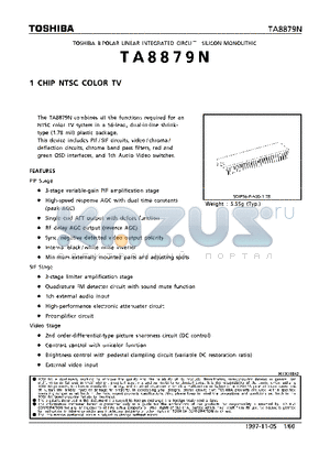 TA8879N datasheet - 1 CHIP NTSC COLOR TV