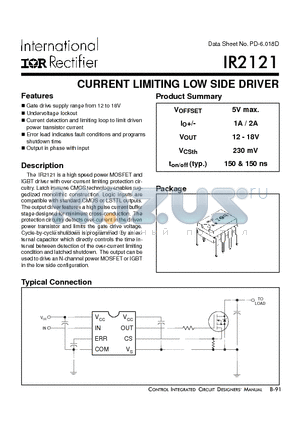 IR2121 datasheet - CURRENT LIMITING LOW SIDE DRIVER