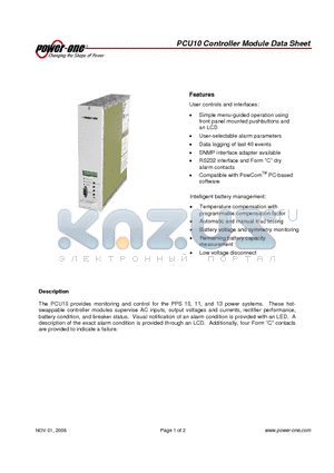 PCU10 datasheet - Controller Module