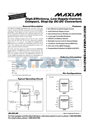 MAX1675EUA datasheet - High-Efficiency, Low-Supply-Current, Compact, Step-Up DC-DC Converters