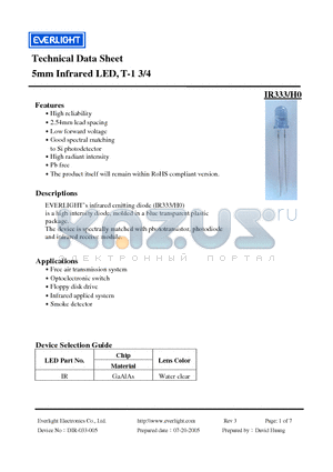 IR333/H0 datasheet - 5mm Infrared LED, T-1 3/4