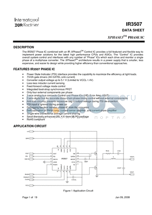 IR3507 datasheet - XPHASE3TM PHASE IC