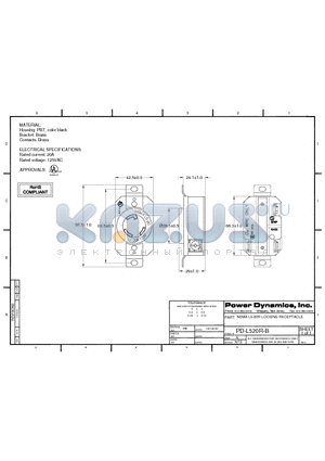 PD-L520R-B datasheet - NEMA L5-20R LOCKING RECEPTACLE