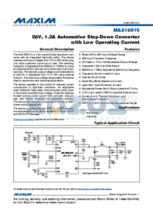MAX16975 datasheet - 28V, 1.2A Automotive Step-Down Converter with Low Operating Current