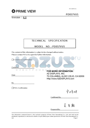 PD057VU5 datasheet - TECHNICAL SPECIFICATION