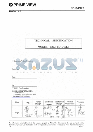 PD104SL7 datasheet - TECHNICAL SPECIFICATION