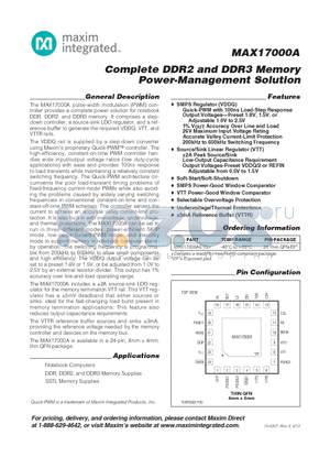MAX17000A_13 datasheet - Complete DDR2 and DDR3 Memory Power-Management Solution