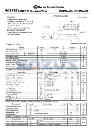 PD10M440H datasheet - MOSFET MODULE DUAL 85A 450V/500V