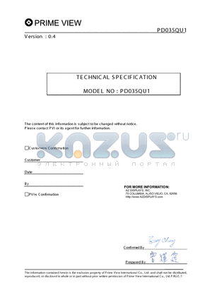 PD035QU1 datasheet - TECHNICAL SPECIFICATION