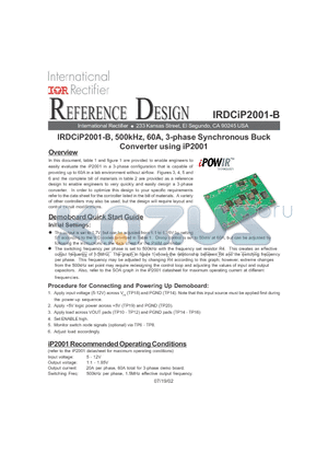 IRDCIP2001-B datasheet - IRDCiP2001-B, 500kHz, 60A, 3-phase Synchronous Buck Converter using iP2001