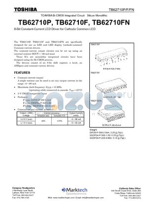 TB62710FN datasheet - 8-Bit Constant-Current LED Driver for Cathode Common LED