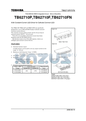 TB62710P datasheet - 8-Bit Constant-Current LED Driver for Cathode Common LED