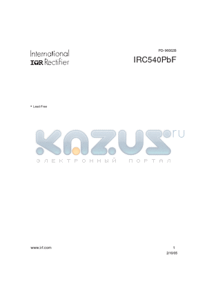 IRC540PBF datasheet - HEXFET POWER MOSFET ( VDSS=100V , RDS(on)=0.077Y , ID=28A )