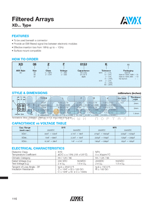 XD03 datasheet - Filtered Arrays XD... Type