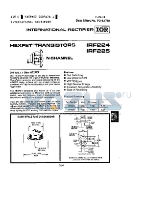 IRF225 datasheet - HEXFET TRANSISTORS