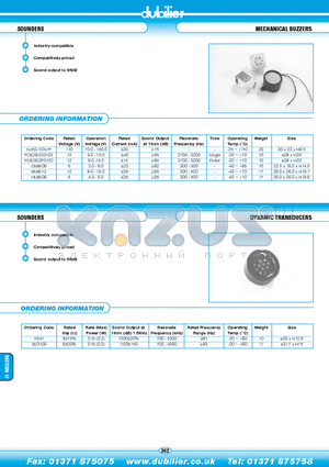 XD41 datasheet - SOUNDERS MECHANICAL BUZZERS