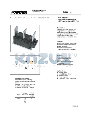 PD412011 datasheet - POW-R-BLOK Dual Diode Isolated Module (1100 Amperes / Up to 2400 Volts)