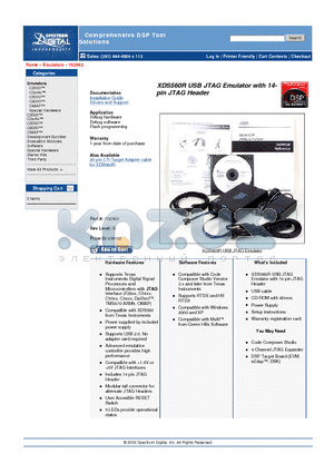 XDS560R datasheet - XDS560R USB JTAG Emulator with 14-pin JTAG Header