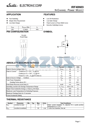 IRF40N03 datasheet - N-CHANNEL Power MOSFET