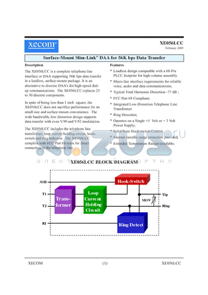 XE056LCC datasheet - Surface-Mount Slim-Link DAA for 56K bps Data Transfer