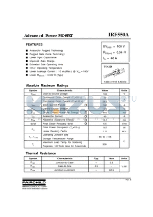 IRF550A datasheet - Advanced Power MOSFET