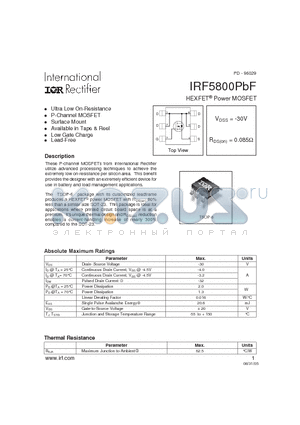 IRF5800PBF datasheet - HEXFET Power MOSFET