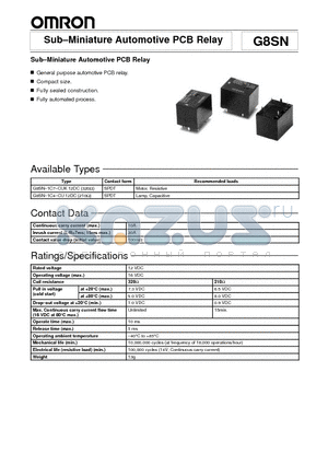 G8SN-1C7-CUK datasheet - SubMiniature Automotive PCB Relay