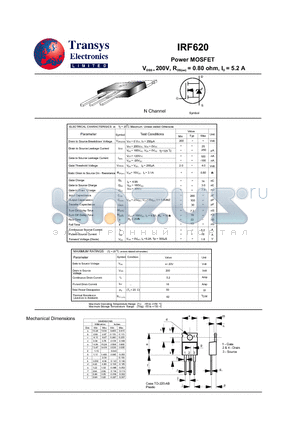 IRF620 datasheet - Power MOSFET