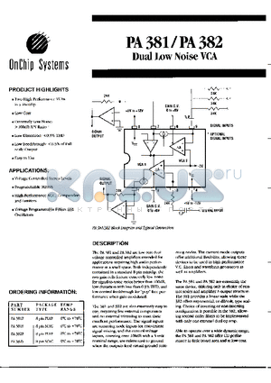 PDA381P datasheet - DUAL LOW NOISE VCA