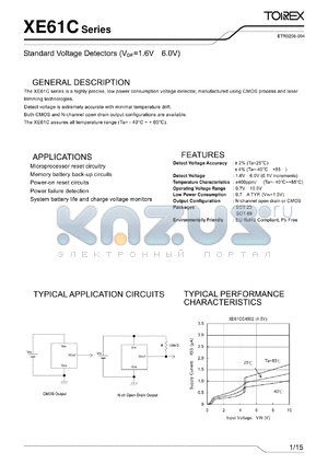 XE61CC1602MR datasheet - Standard Voltage Detectors (VDF=1.6V6.0V)