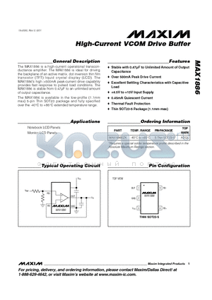 MAX1886 datasheet - High-Current VCOM Drive Buffer