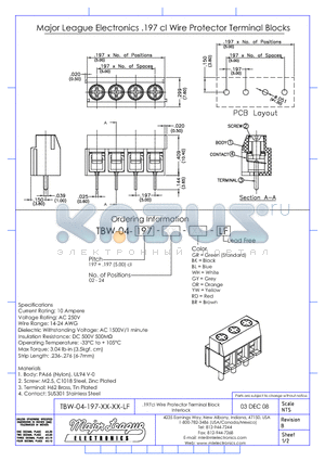 TBW-04-197 datasheet - .197cl Wire Protector Terminal Block Interlock