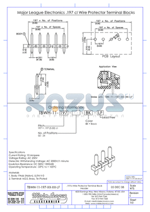 TBWH-11-197 datasheet - .197cl Wire Protector Terminal Block Header