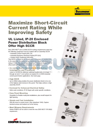 PDBFS204 datasheet - Enclosed Power Distribution Block Offer High SCCR