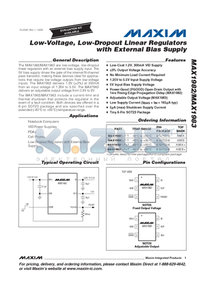 MAX1982 datasheet - Low-Voltage, Low-Dropout Linear Regulators with External Bias Supply
