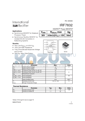 IRF7101 datasheet - HEXFET Power MOSFET