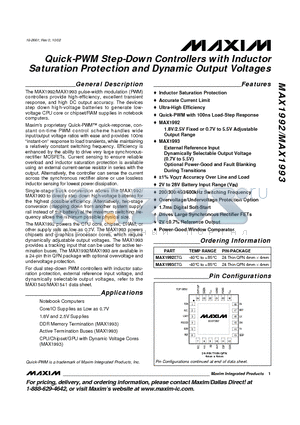 MAX1993ETG datasheet - Quick-PWM Step-Down Controllers with Inductor Saturation Protection and Dynamic Output Voltages