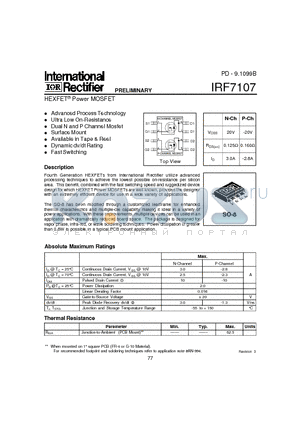 IRF7107 datasheet - HEXFET Power MOSFET