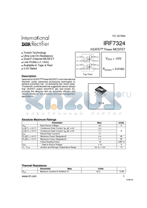 IRF7324 datasheet - HEXFET^ Power MOSFET